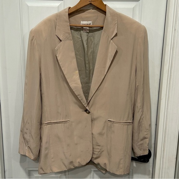 VINTAGE POTOMAC COLLECTION WOMEN'S 100% SILK BLAZER, SIZE MED, BEIGE - Picture 1 of 6